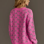 Pink & Green "Fa La La" Christmas Sweater - Juli's Wearable Art