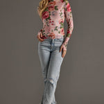 Pink & Green Floral Mesh Top - Juli's Wearable Art