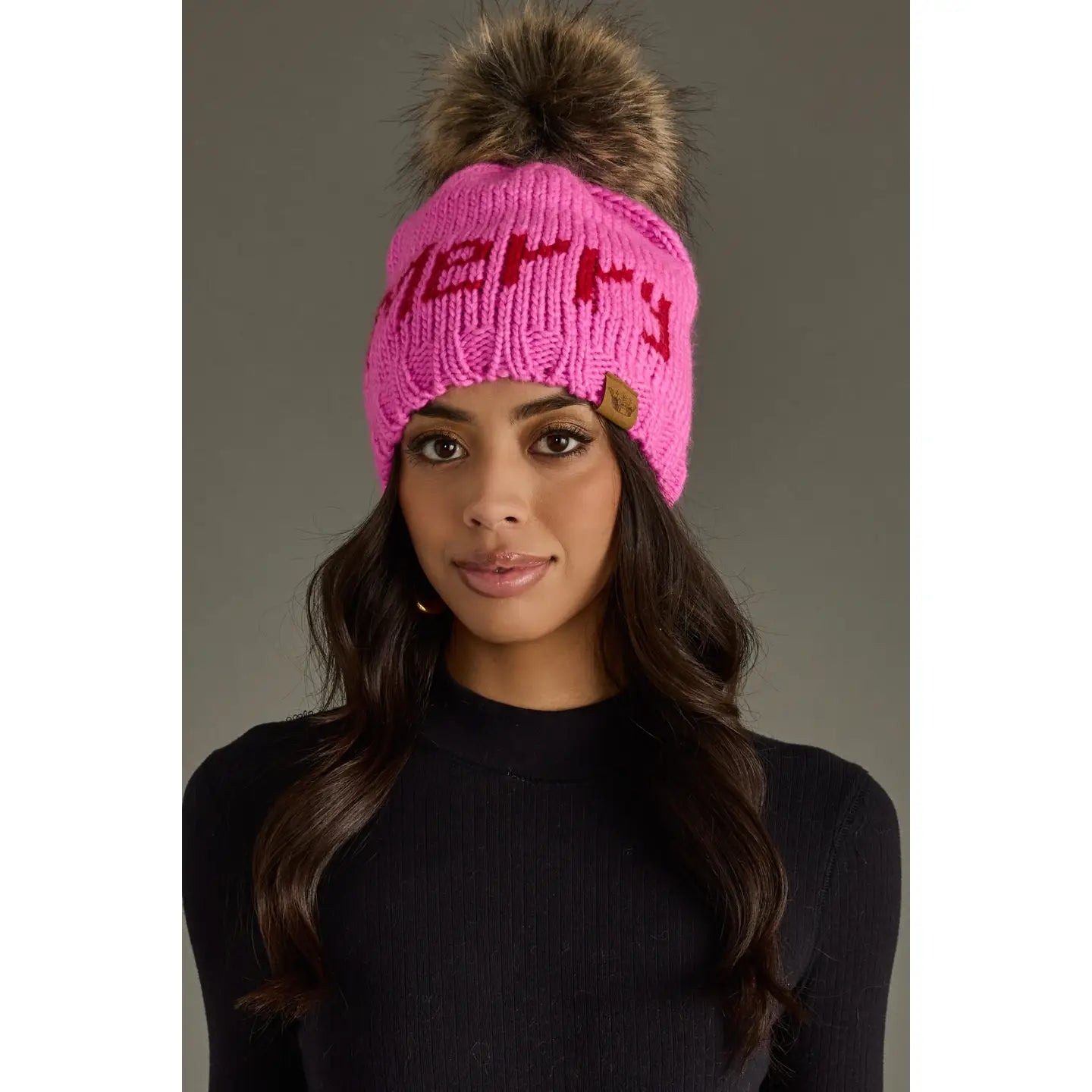 Pink “Merry” Knit Pom Hat - Juli's Wearable Art