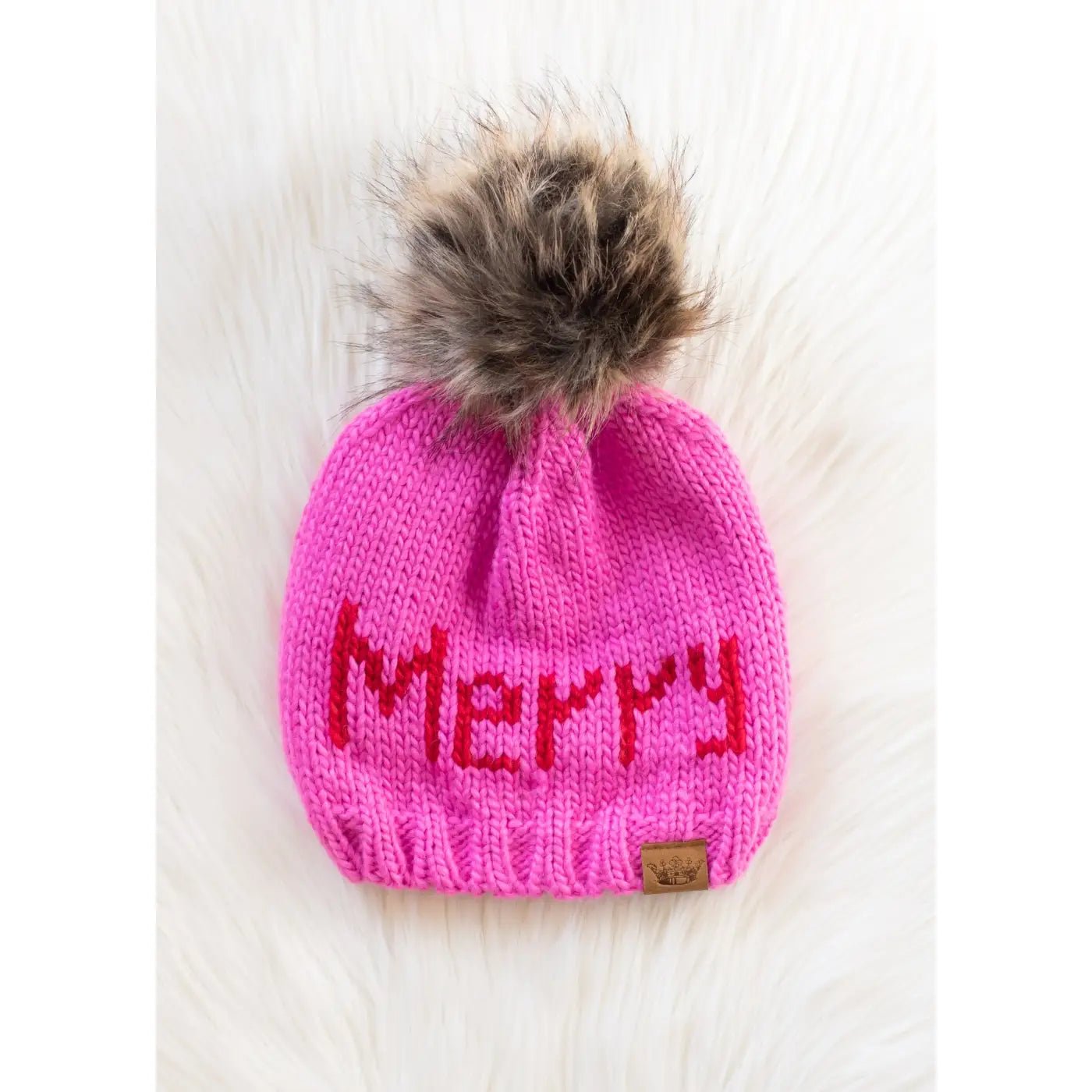 Pink “Merry” Knit Pom Hat - Juli's Wearable Art