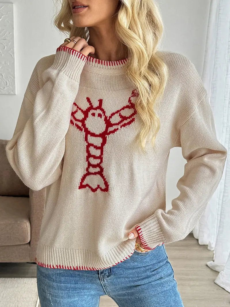 Playful Lobster Graphic Sweater - Juli's Wearable Art
