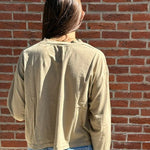 Pocket Long Sleeve Garment Dyed Top | Khaki Green - Juli's Wearable Art