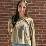 Pocket Long Sleeve Garment Dyed Top | Khaki Green - Juli's Wearable Art