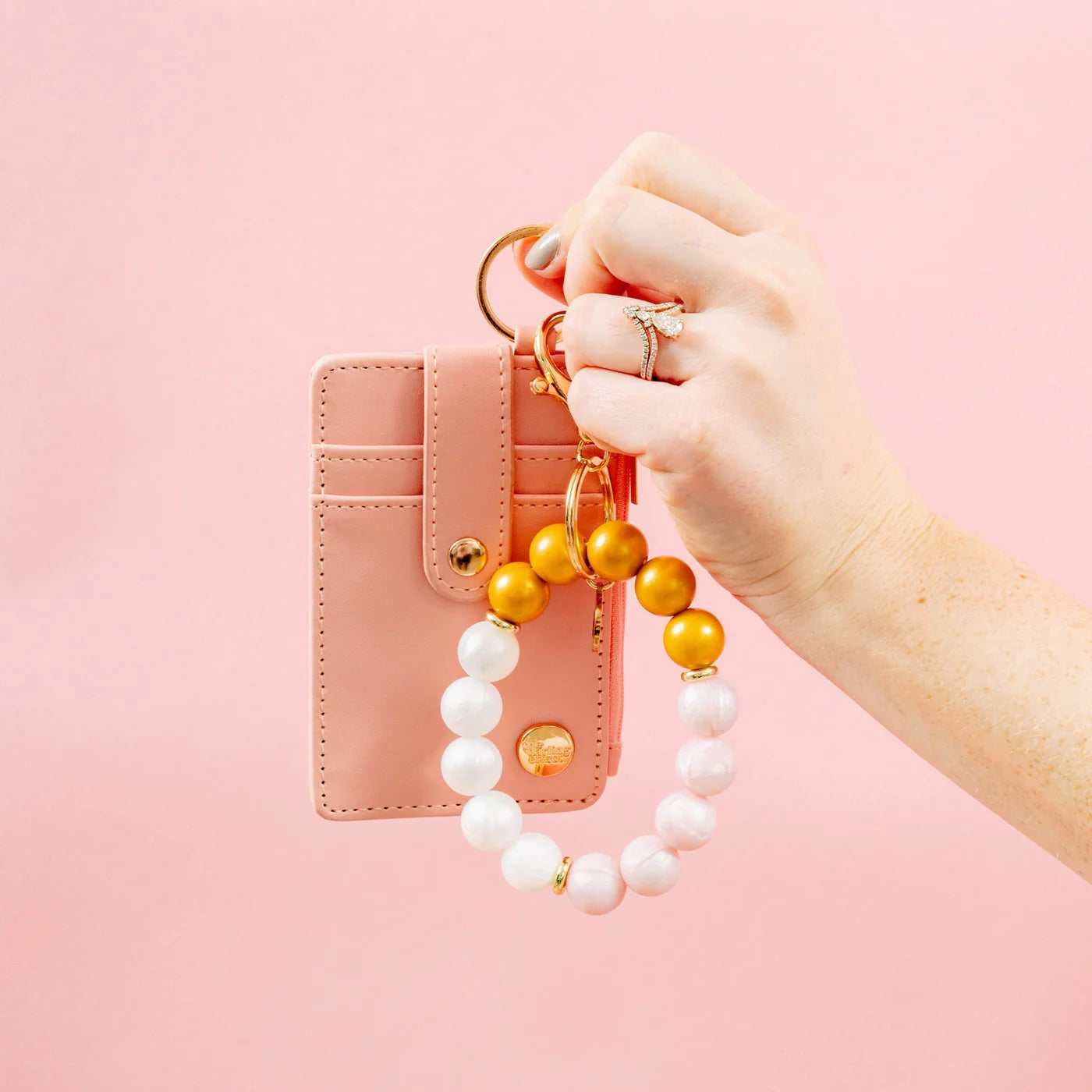 Hands-Free Silicone Beaded Key Chain Wristlet - Pop the Champagne