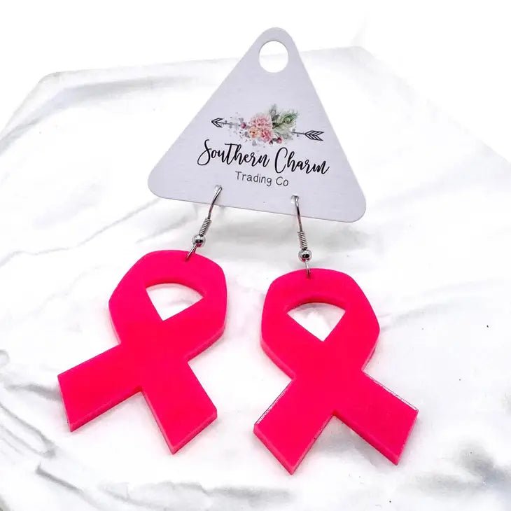 Power of the Pink Breast Cancer Awareness Ribbon Earrings - Juli's Wearable Art