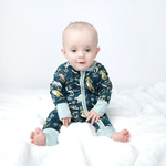 Prehistoric Friends Dinosaur Bamboo Convertible Baby Pajamas - Juli's Wearable Art