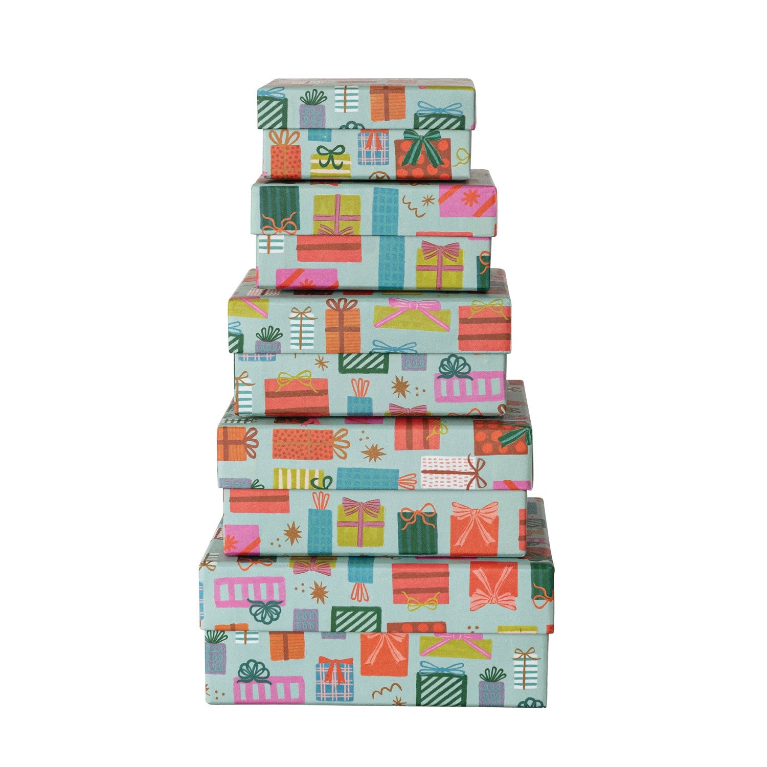Printed Recycled Paper Holiday Gift Boxes | Set of 5