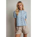Puff Sleeve Denim Shirt - Juli's Wearable Art