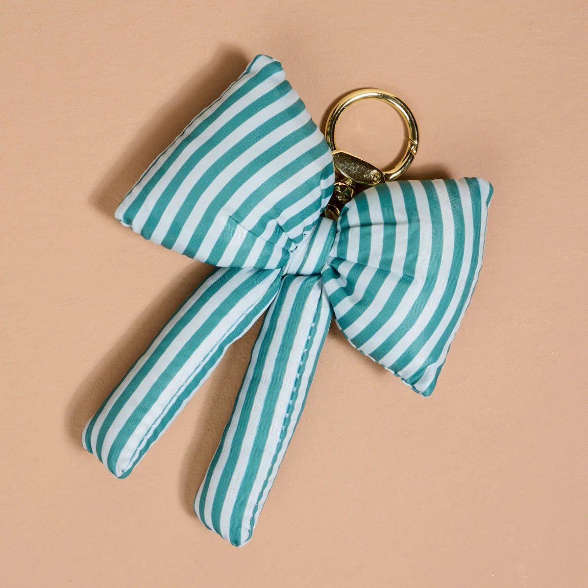 Puffy Bow Bag Charm | Sicily Stripes Teal - Juli's Wearable Art