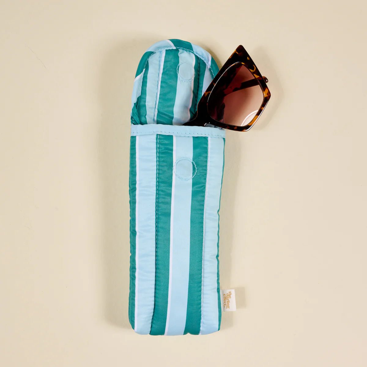 Puffy Sunglasses Case | Sicily Stripes Teal - Juli's Wearable Art