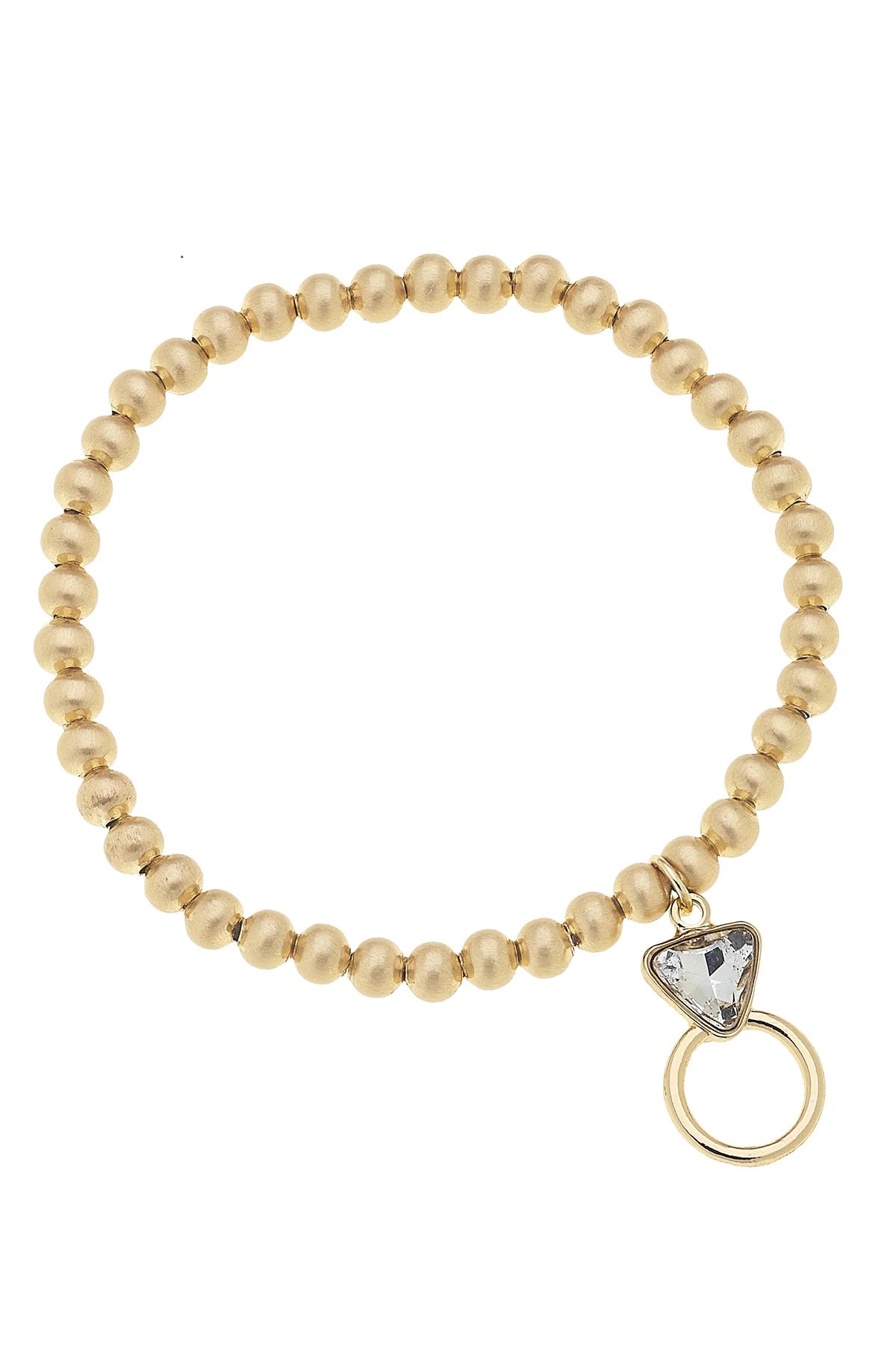 Put a Ring On It Ball Bead Stretch Bracelet in Satin Gold - Juli's Wearable Art