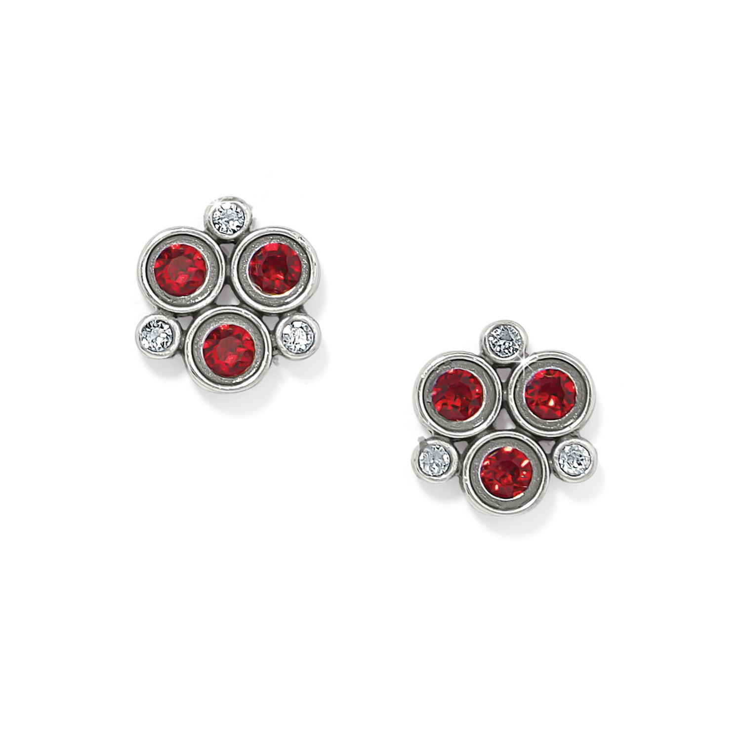 Brighton Constella Cluster Post Earrings - Silver & Red