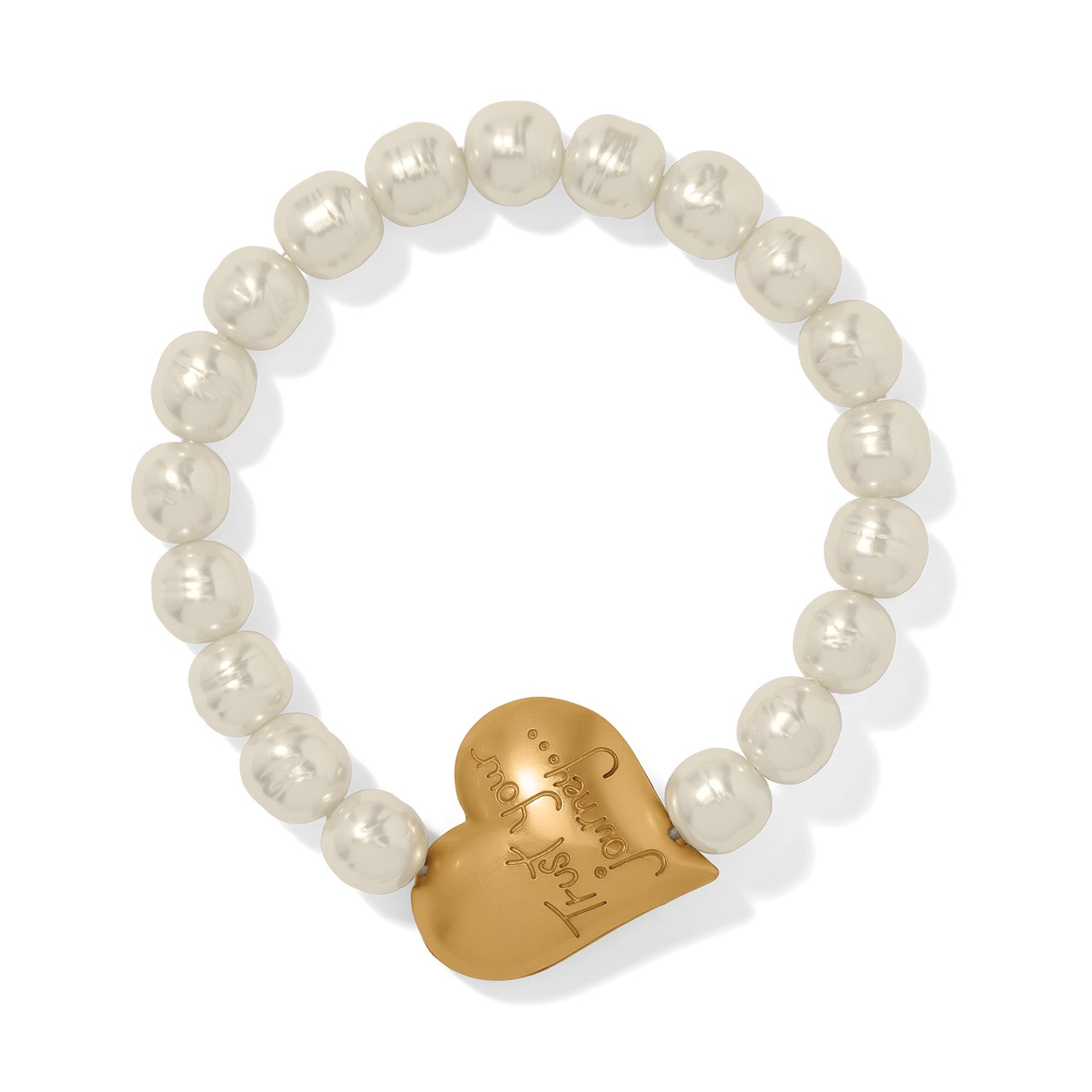 Brighton Trust Your Journey Pearl Heart Stretch Bracelet | Gold