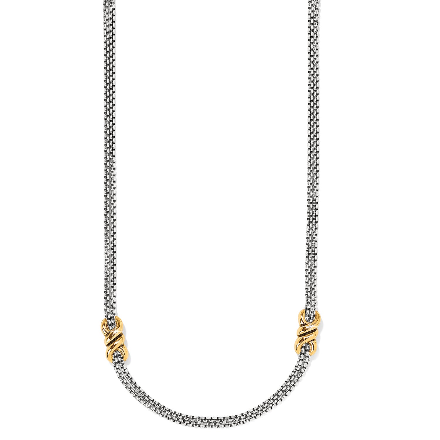 Brighton Interlok Twist Two Tone Double Chain Necklace