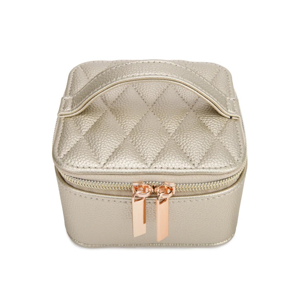 Leah Quilted Travel Jewelry Case with Pouch | Gold