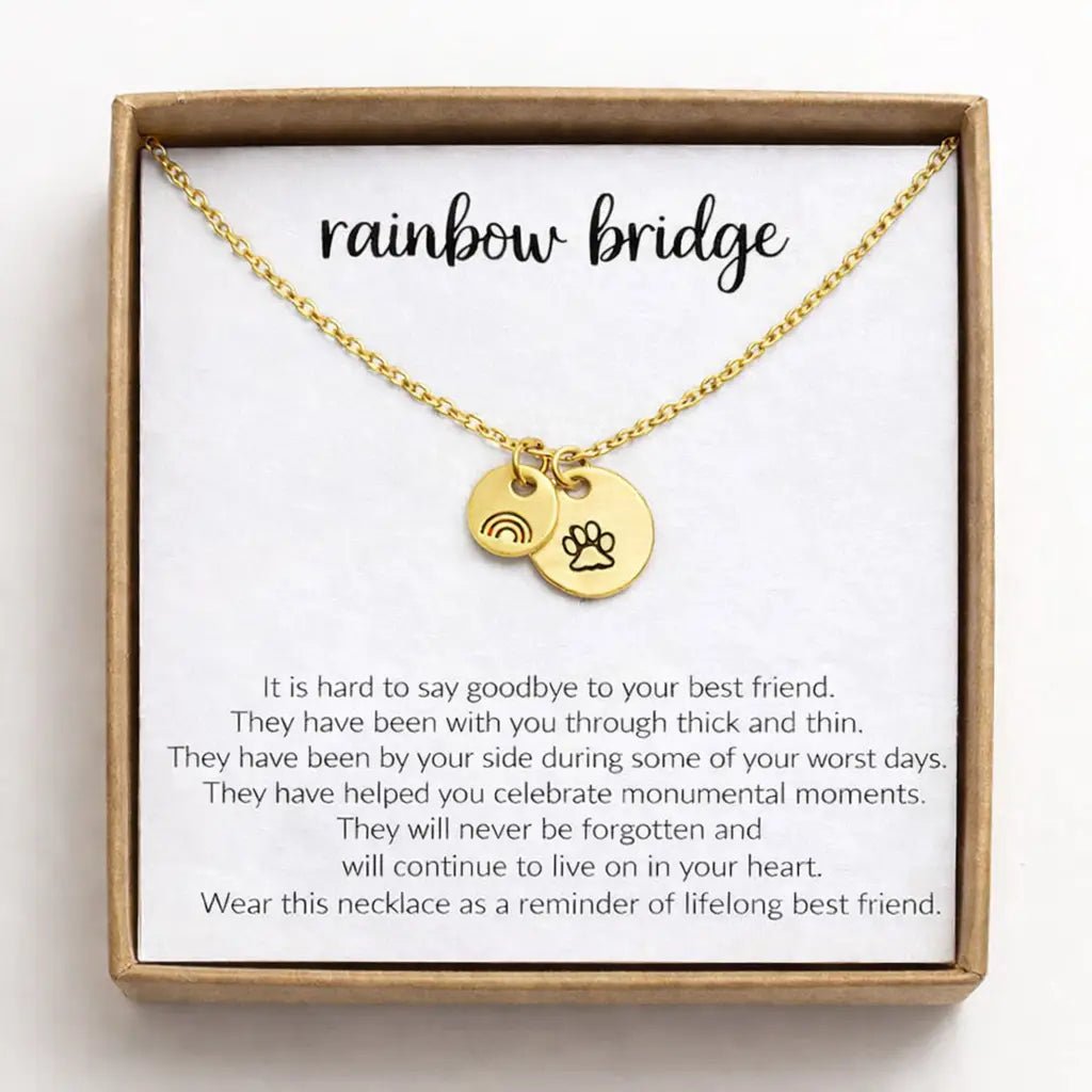 Rainbow Bridge | Pet Sympathy Necklace | Gold
