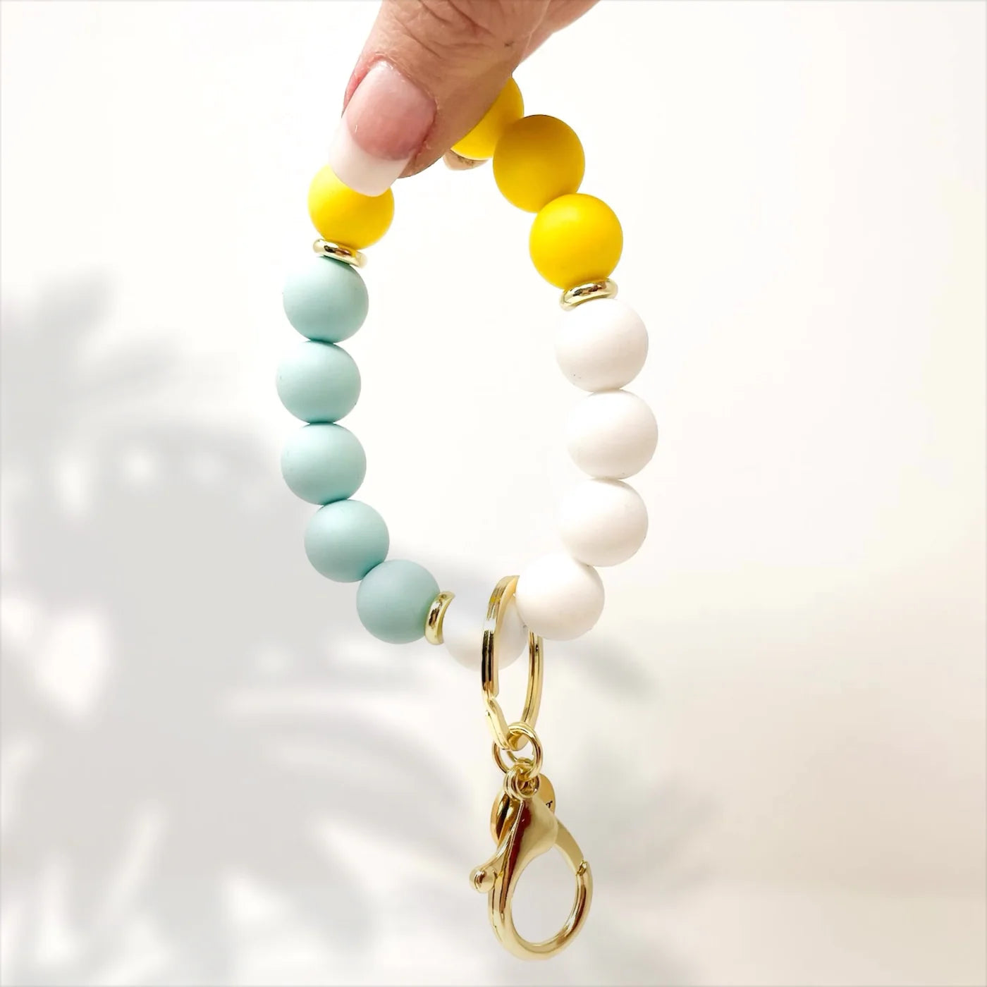 Hands-Free Silicone Beaded Key Chain Wristlet - Ray of Sunshine