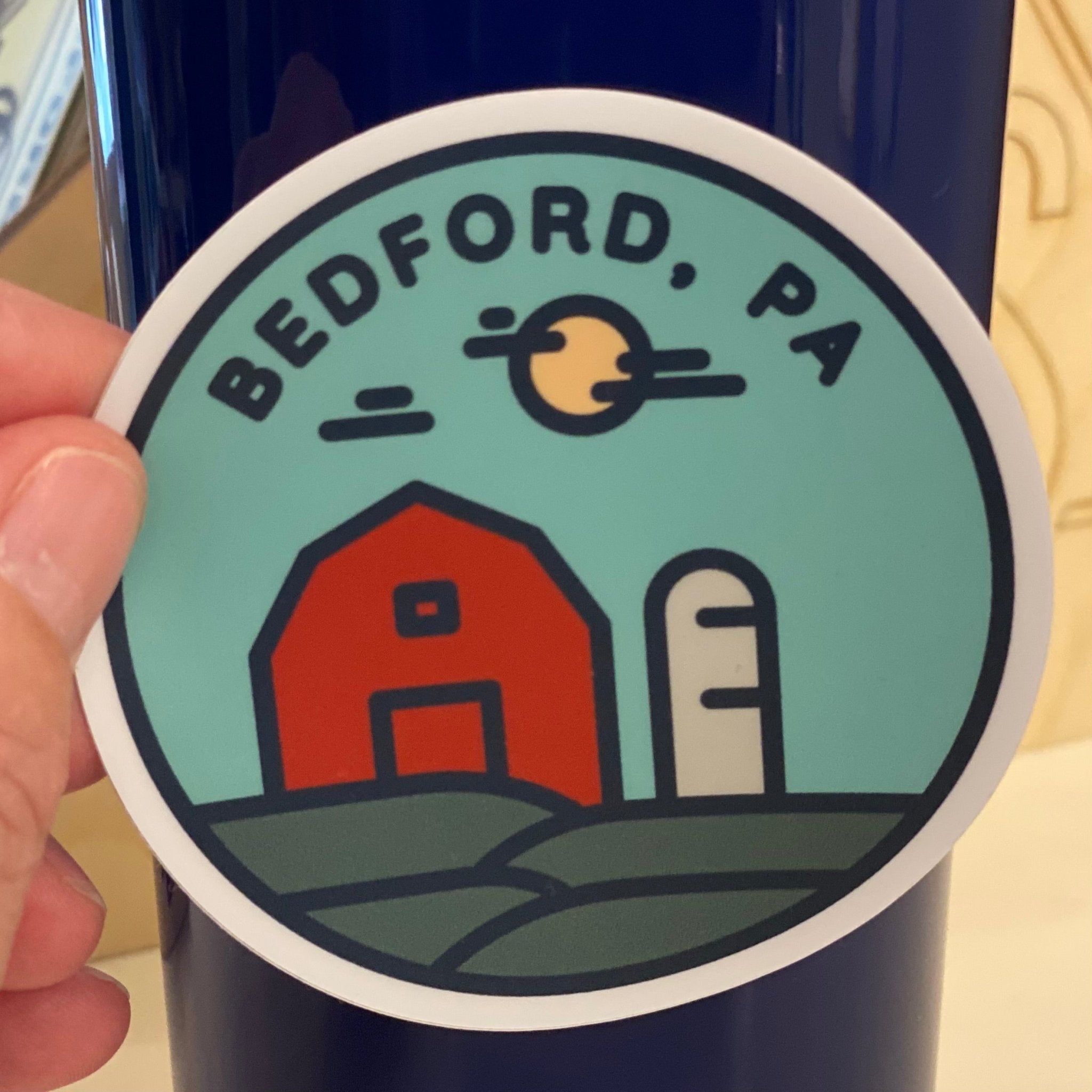 Red Barn & Rolling Farmland Bedford, PA Sticker - Juli's Wearable Art