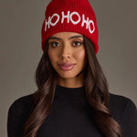 Red "Ho Ho Ho" Knit Pom Hat - Juli's Wearable Art