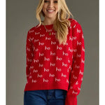 Red Knit “Ho Ho Ho” Holiday Sweater - Juli's Wearable Art