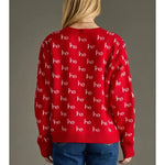 Red Knit “Ho Ho Ho” Holiday Sweater - Juli's Wearable Art