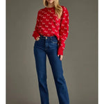 Red Knit “Ho Ho Ho” Holiday Sweater - Juli's Wearable Art