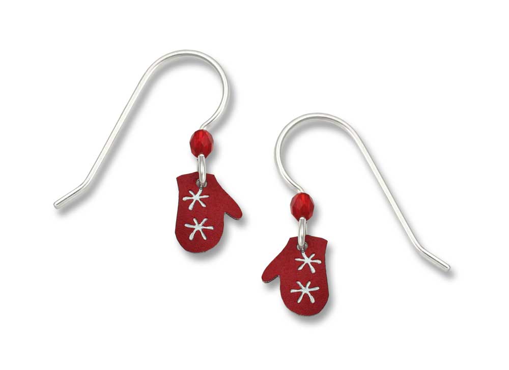 Red Mitten with Snowflakes Earrings - Juli's Wearable Art
