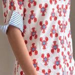 Red & Navy Lobster Print Blouse - Juli's Wearable Art