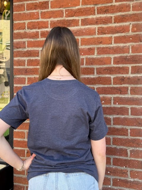 Red, White & Blue Floral Tee – Heather Navy - Juli's Wearable Art