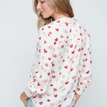 Renuar Button Blouse with Heart Prints - Juli's Wearable Art