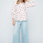 Renuar Button Blouse with Heart Prints - Juli's Wearable Art