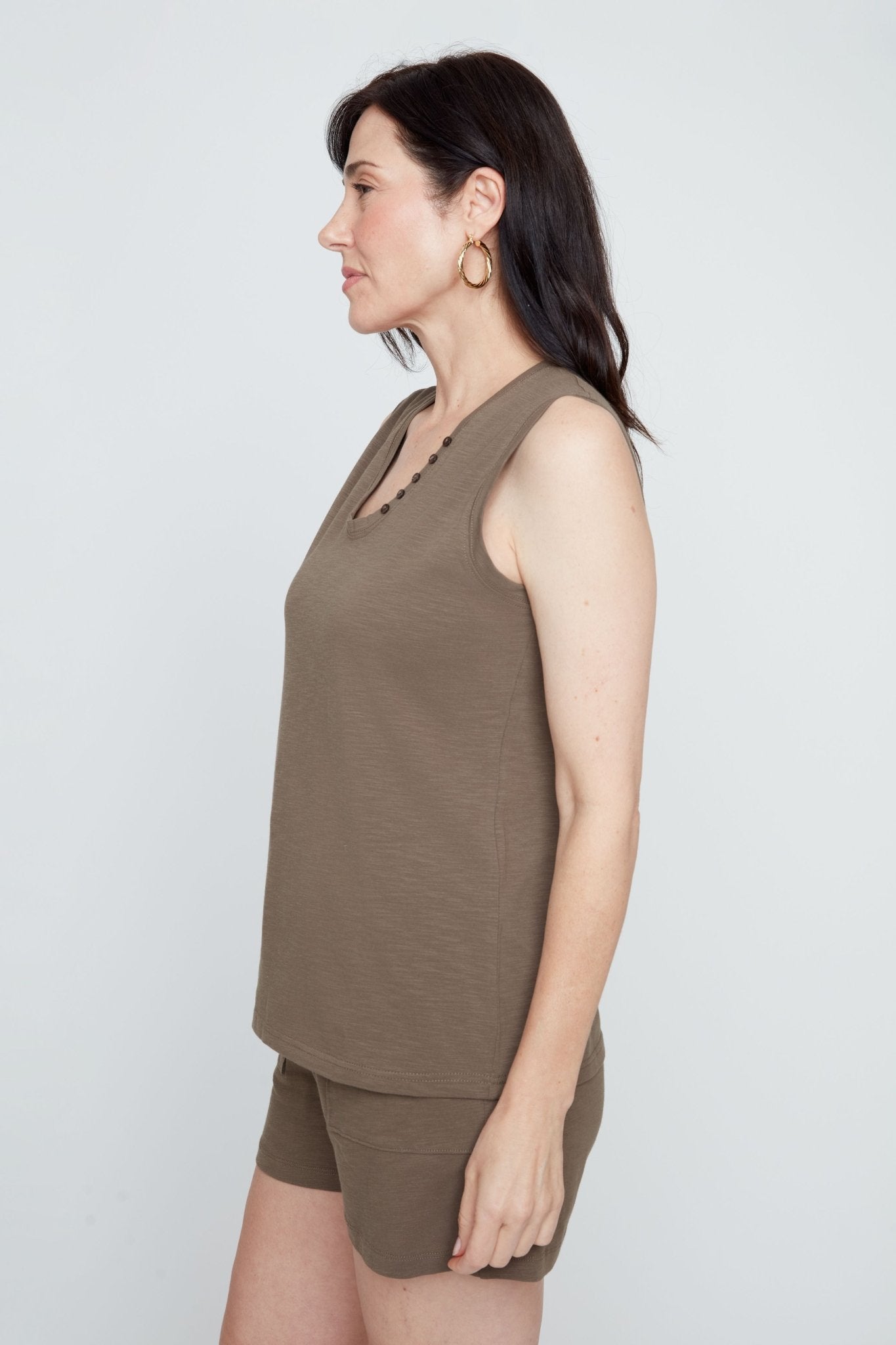Renuar Cotton Comfort Tank | Khaki - Juli's Wearable Art