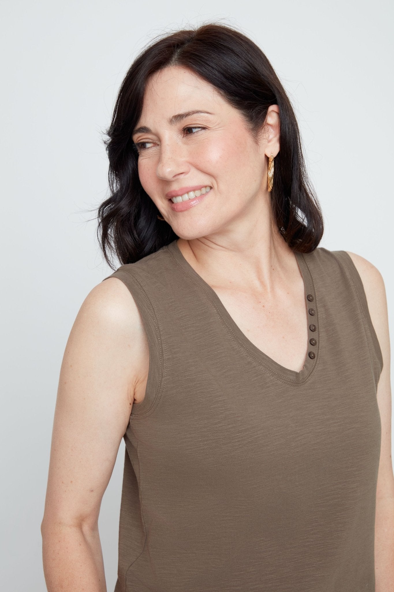 Renuar Cotton Comfort Tank | Khaki