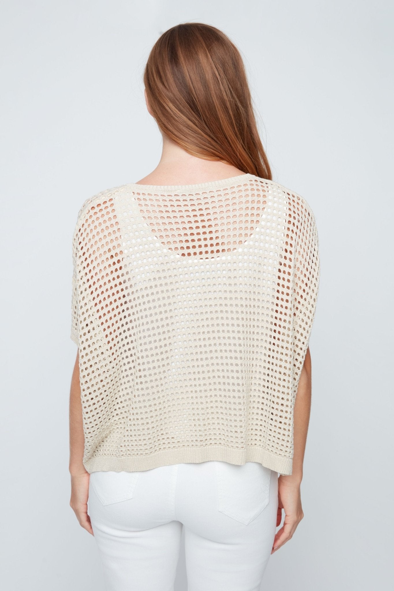 Renuar Crochet Knit Top with Gold Thread - Juli's Wearable Art