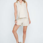 Renuar Foiled Linen Blend Sleeveless Top | Gold - Juli's Wearable Art