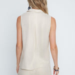 Renuar Foiled Linen Blend Sleeveless Top | Gold - Juli's Wearable Art