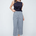 Renuar Gingham Cropped Pants | Indigo - Juli's Wearable Art