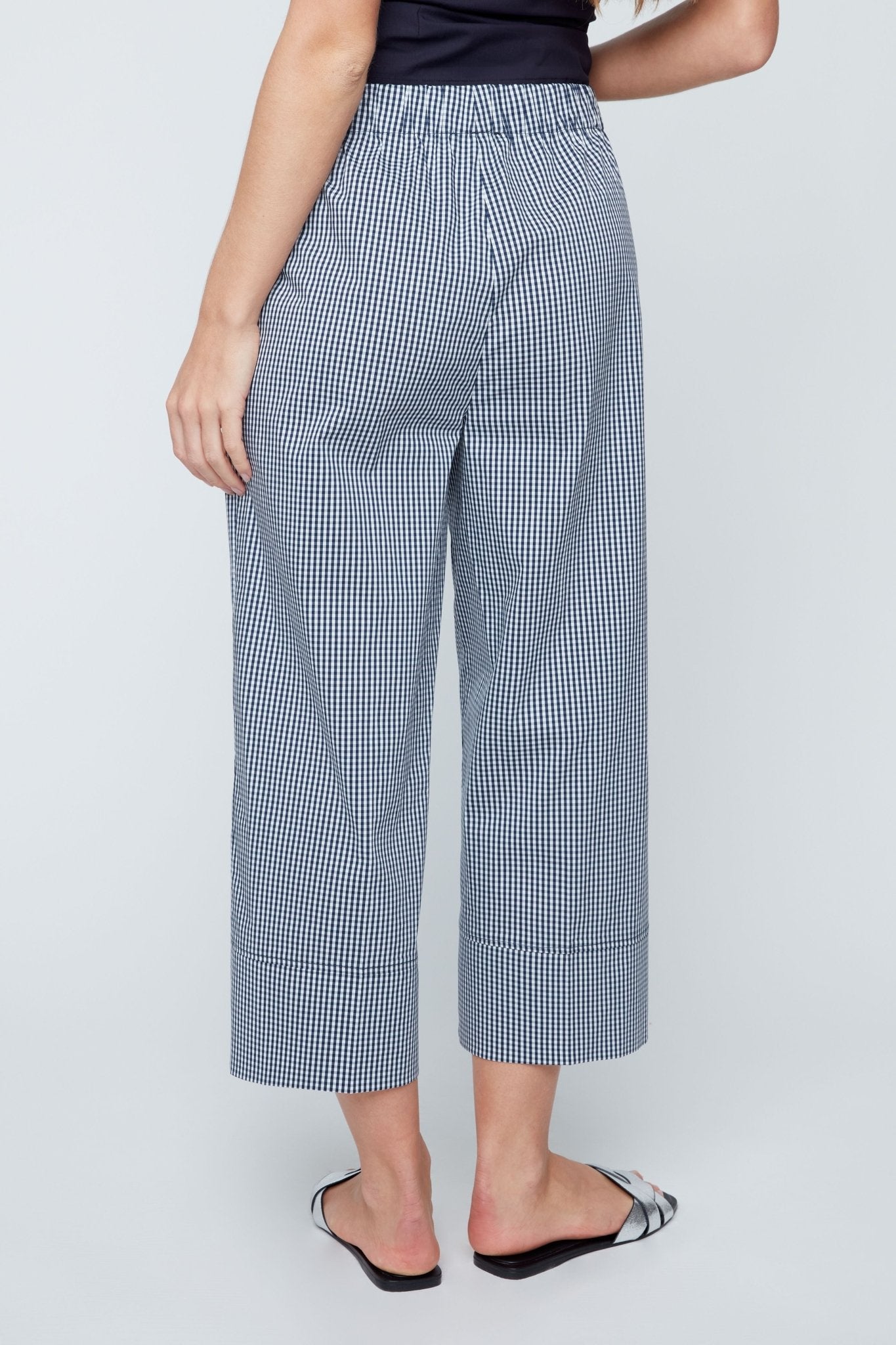 Renuar Gingham Cropped Pants | Indigo - Juli's Wearable Art