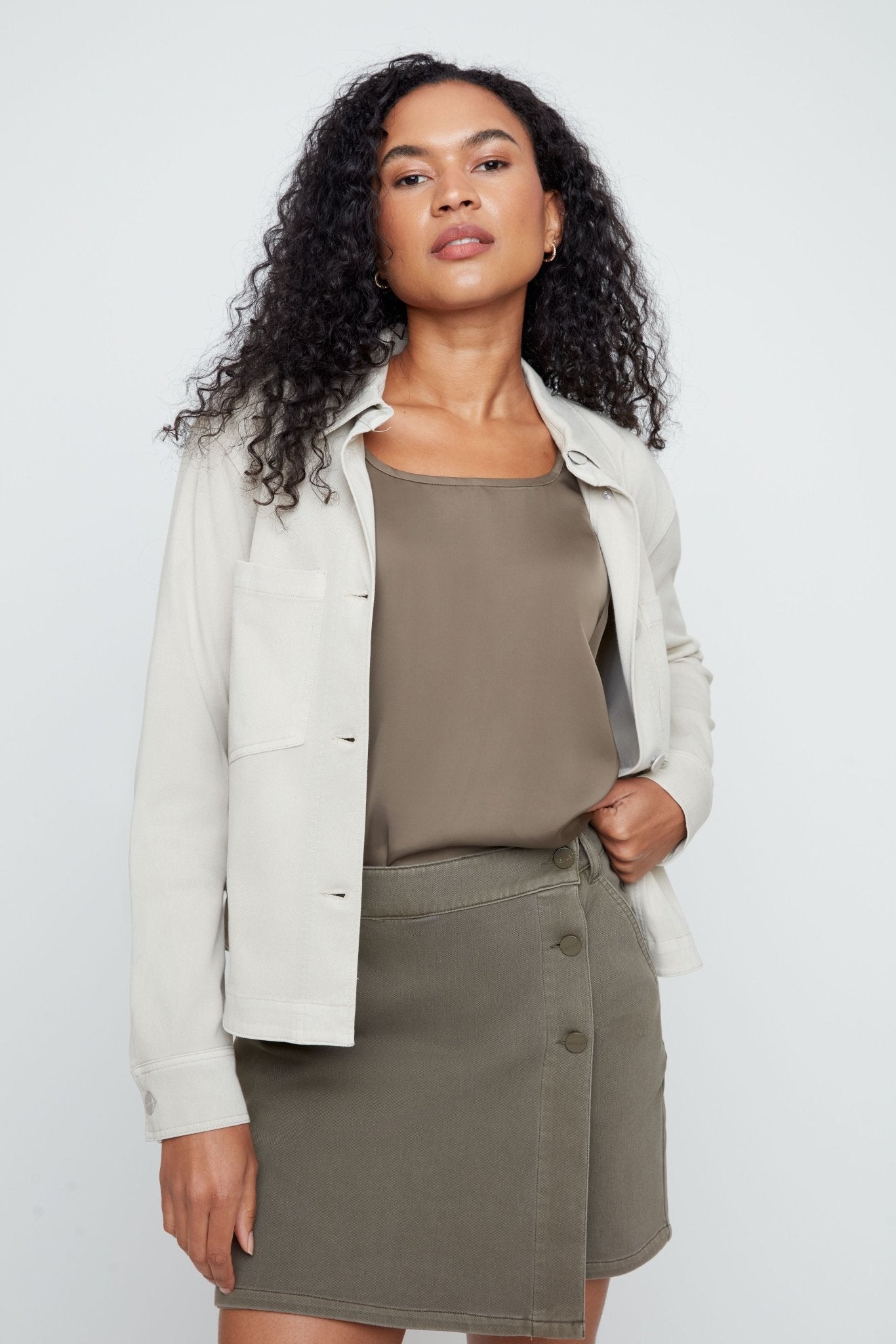 Renuar Knit Denim Boxy Jacket | Oyster