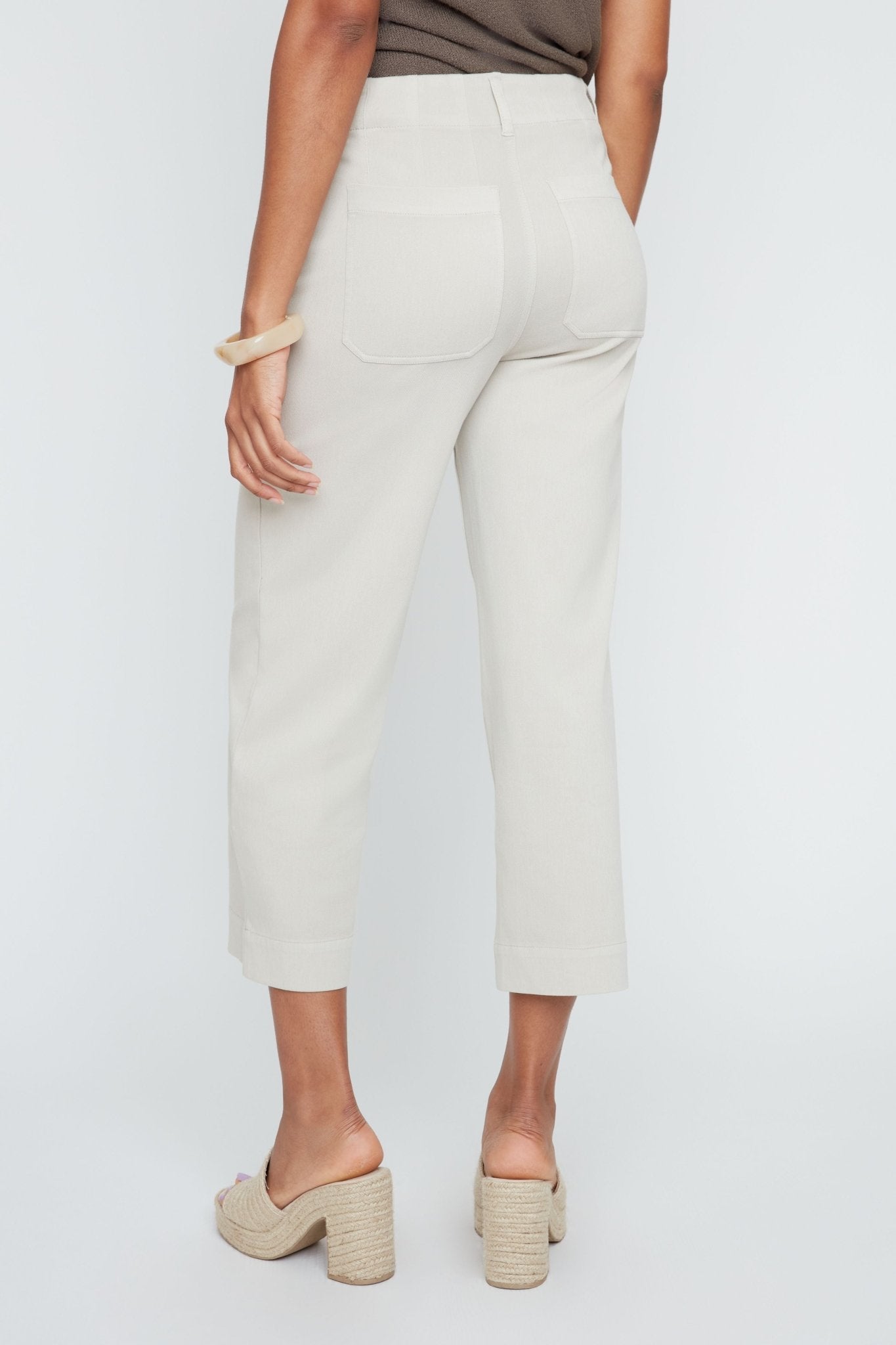 Renuar Knit Denim Cropped Layla Pants | Oyster