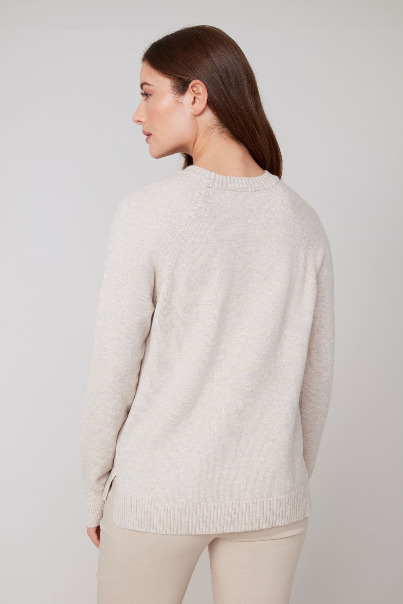 Renuar Knitted Comfy Yarn Sweater – Heathered Oyster - Juli's Wearable Art