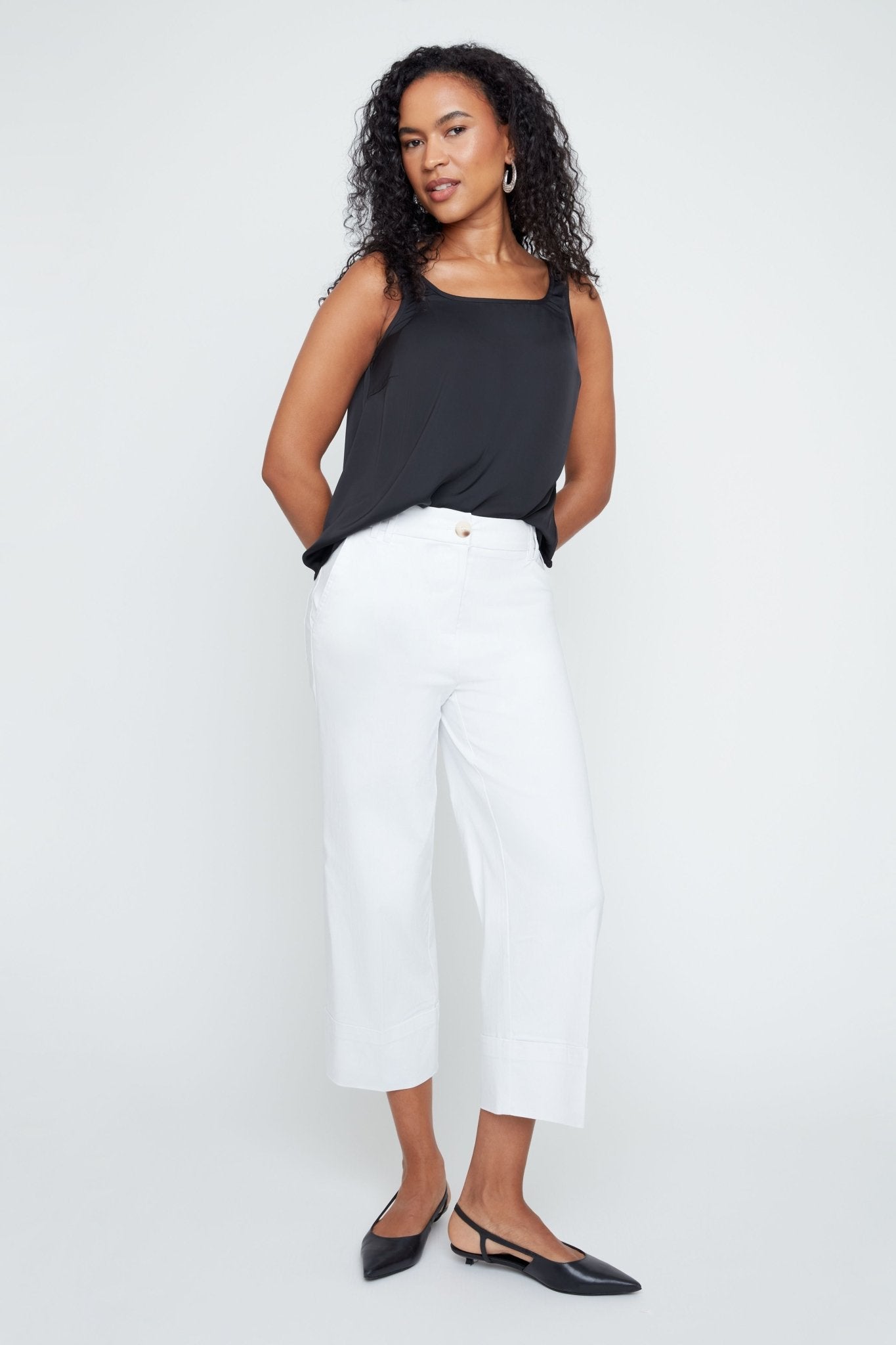 Renuar Layla Fit Cropped Straight Leg Pants | White