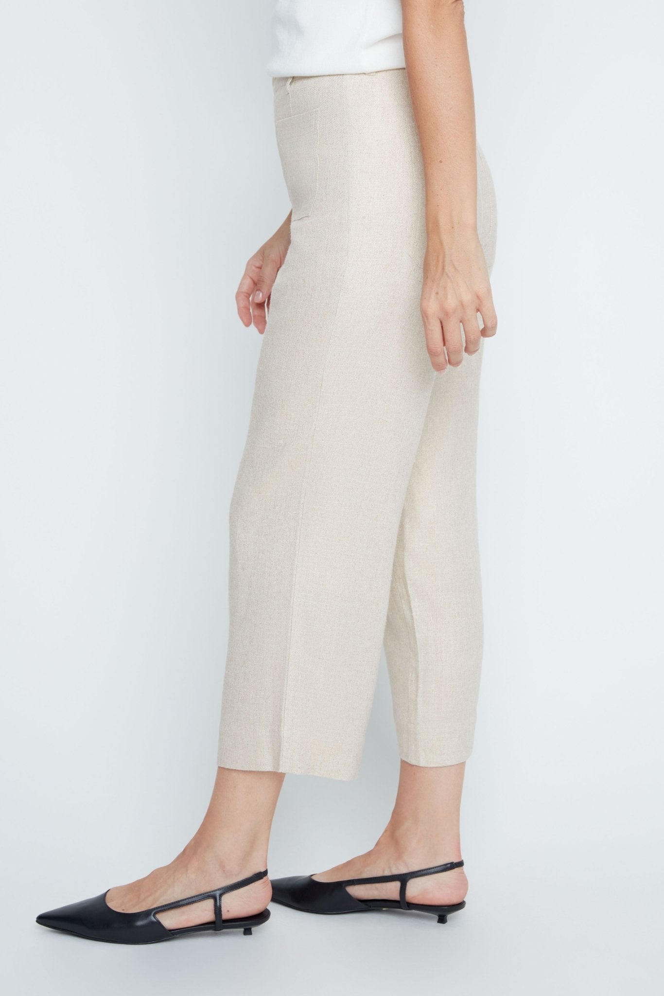 Renuar Layla Fit Foiled Linen Blend Crop Pants | Gold - Juli's Wearable Art