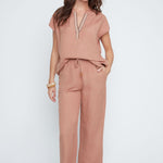 Renuar Layla Fit Linen Blend Crop Pants | Mocha - Juli's Wearable Art