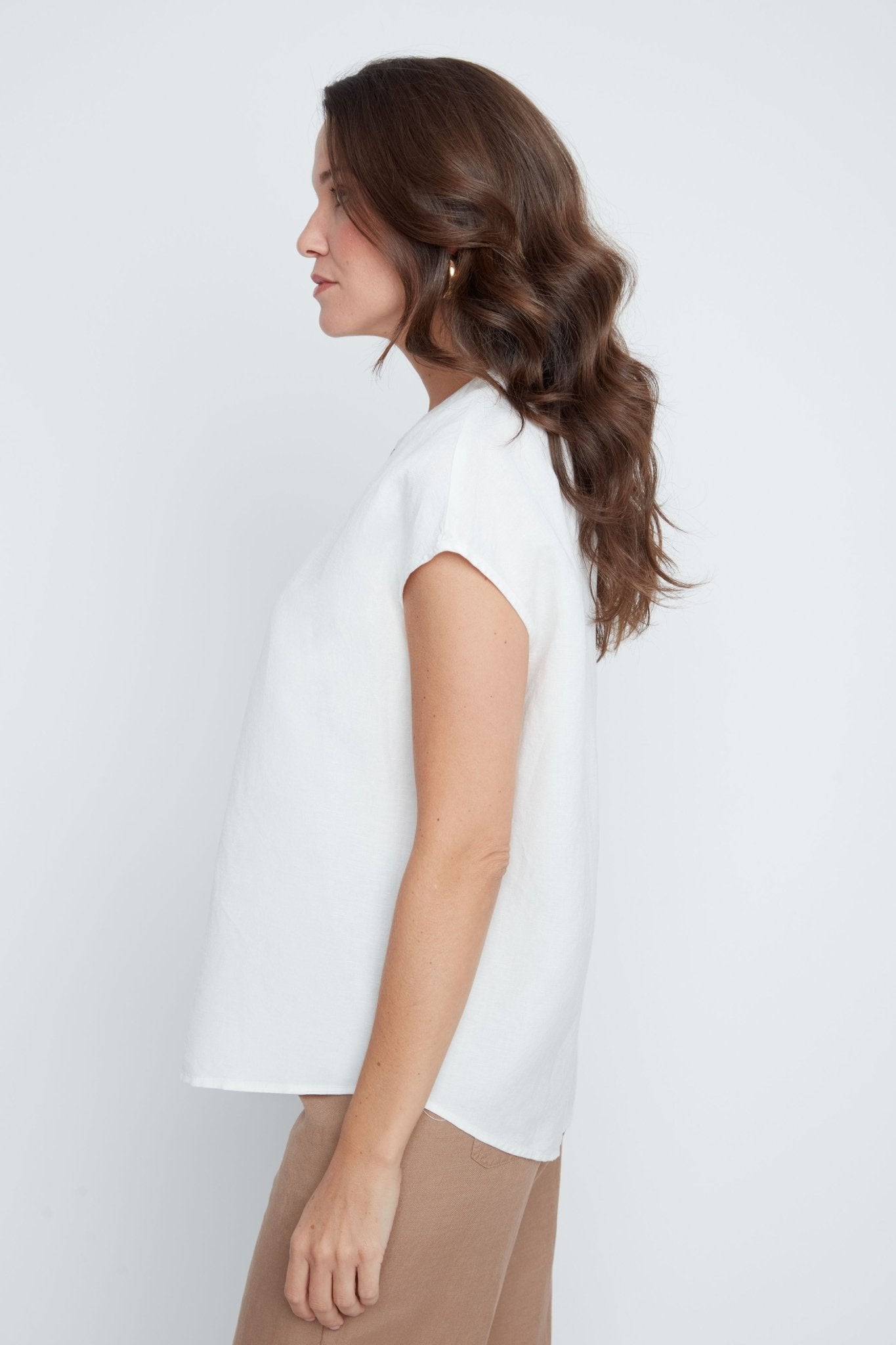 Renuar Linen Blend Top | Crème - Juli's Wearable Art