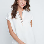 Renuar Linen Blend Top | Crème - Juli's Wearable Art