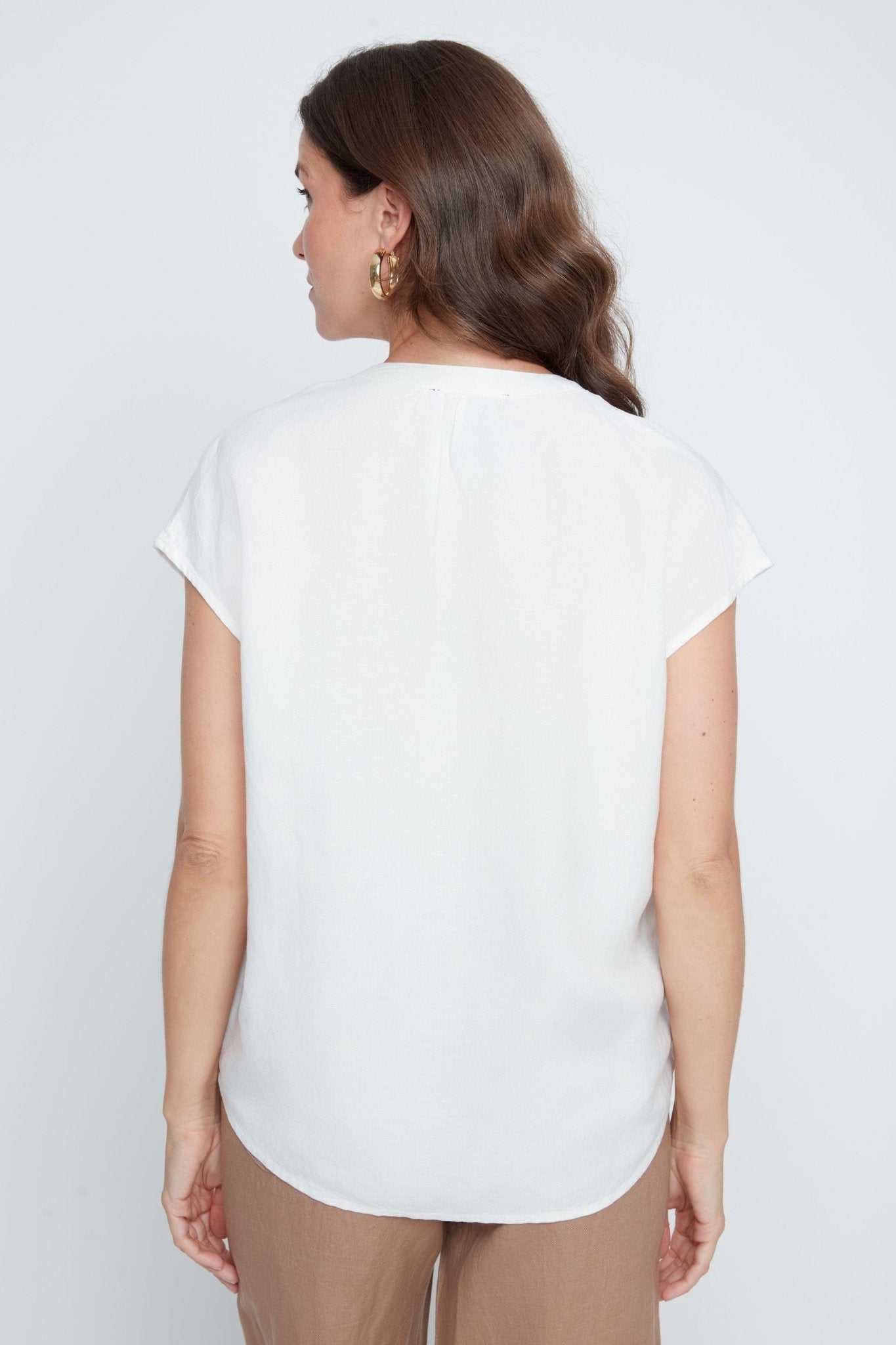 Renuar Linen Blend Top | Crème - Juli's Wearable Art