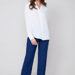 Renuar Lux Silky Collared Blouse – Crème - Juli's Wearable Art