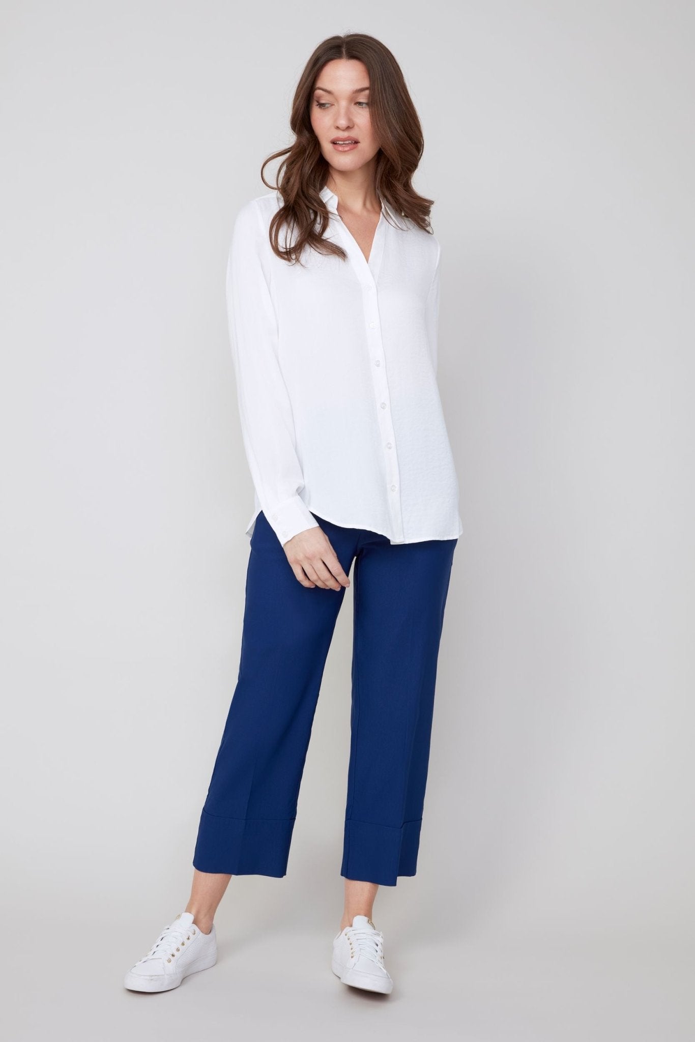 Renuar Lux Silky Collared Blouse – Crème - Juli's Wearable Art