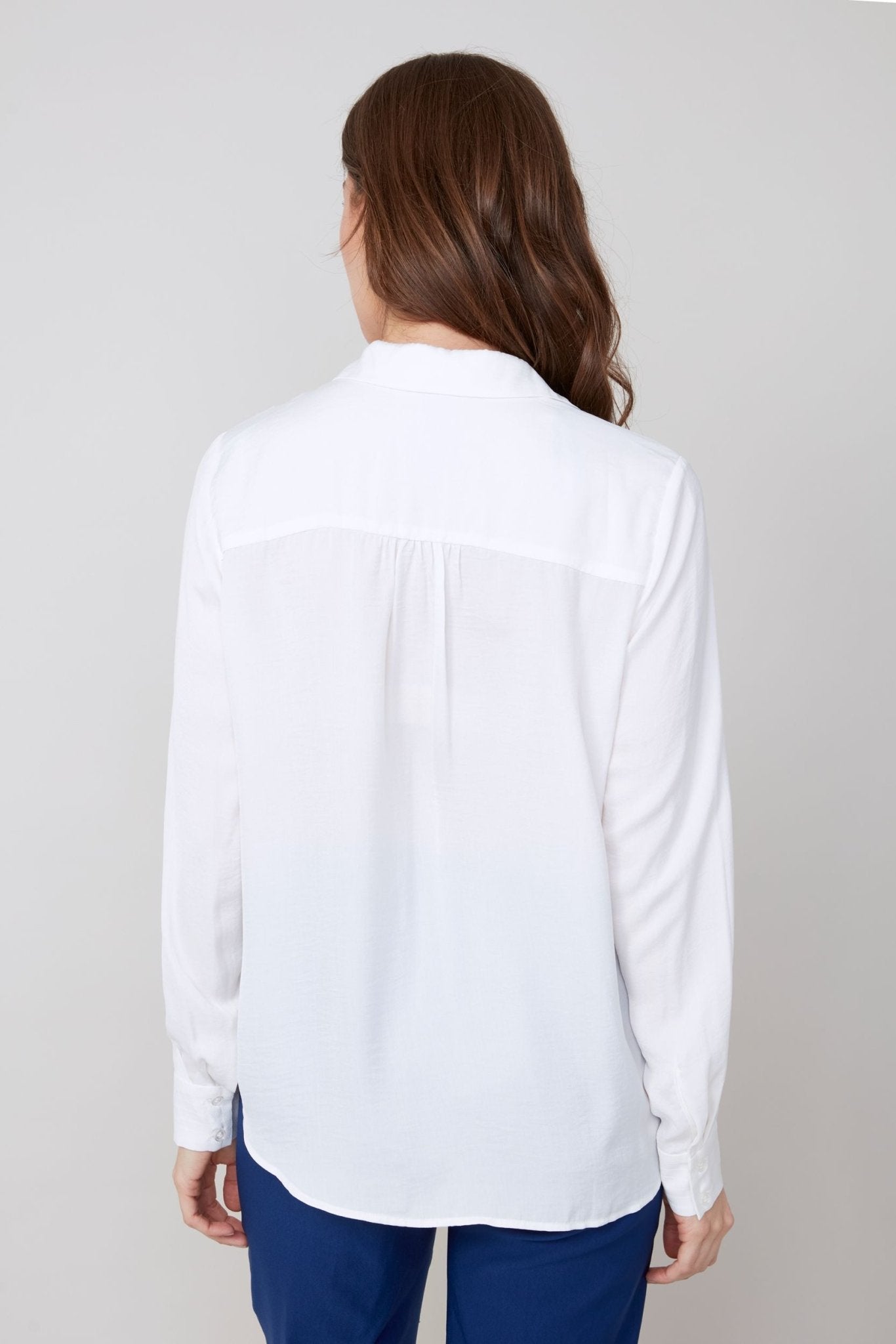 Renuar Lux Silky Collared Blouse – Crème